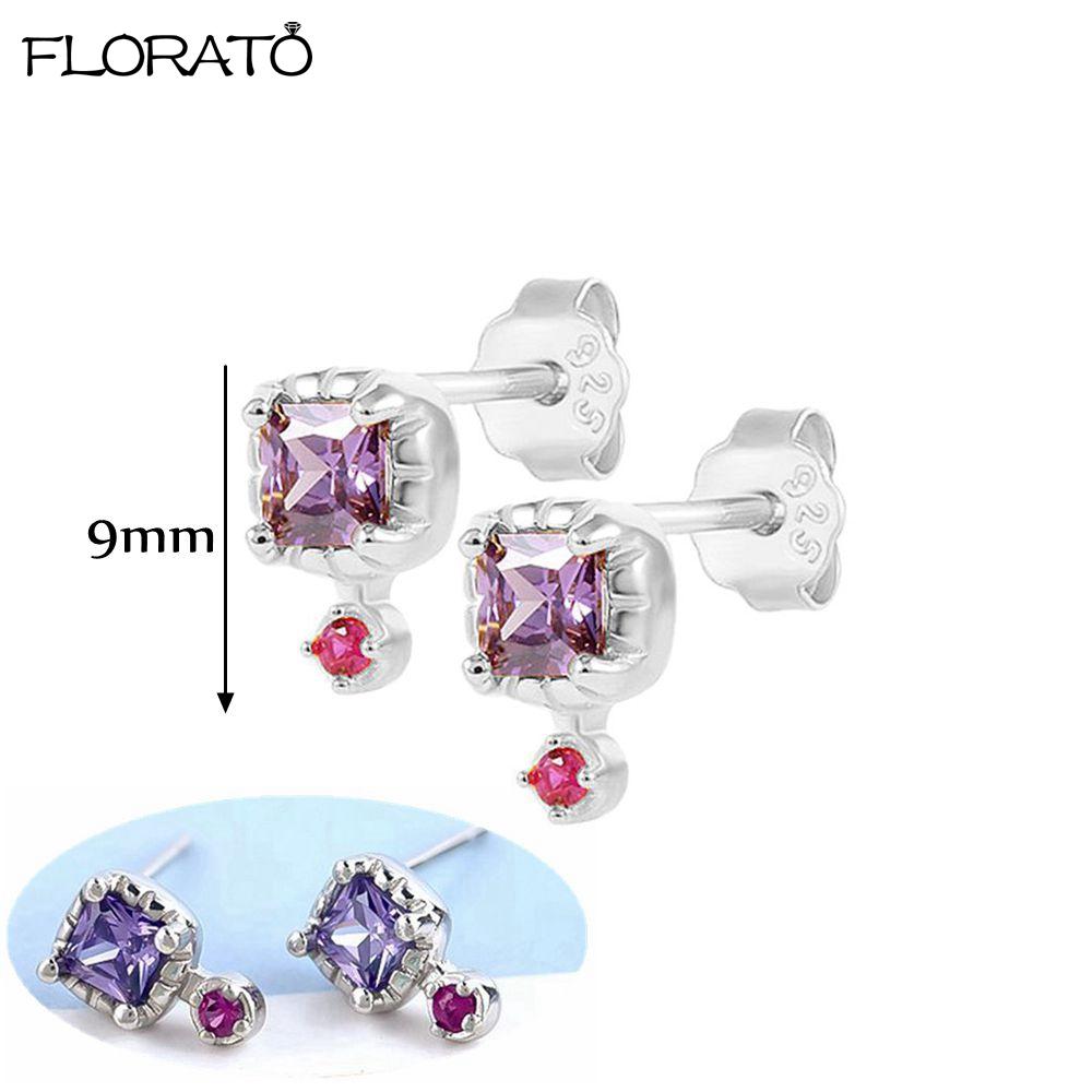 925 Silver Needle Elegant Purple Earrings Exquisite Small Hoop Earrings for Women Fashion Puncture Jewelry Accessories