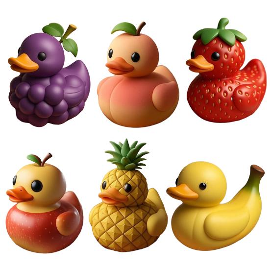 Fruit Duck Figurine Resin Fruit Themed Duckling Statue Peach Strawberry Duck