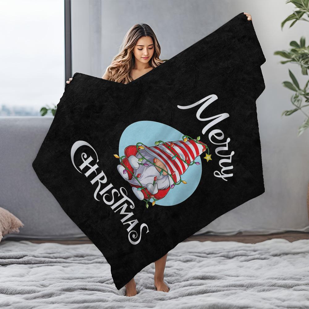 Tuniu Cute Christmas Gnome Throw Blanket - Festive Holiday Gift for Home Decor, Sofa Bed Room Decoration