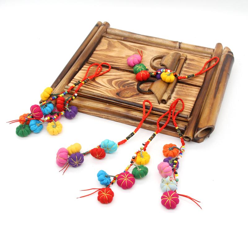 1Pc Keyring Colorful Pendant DIY Jewelry Boho Style Charms Pumpkin Shape Keychains Bag