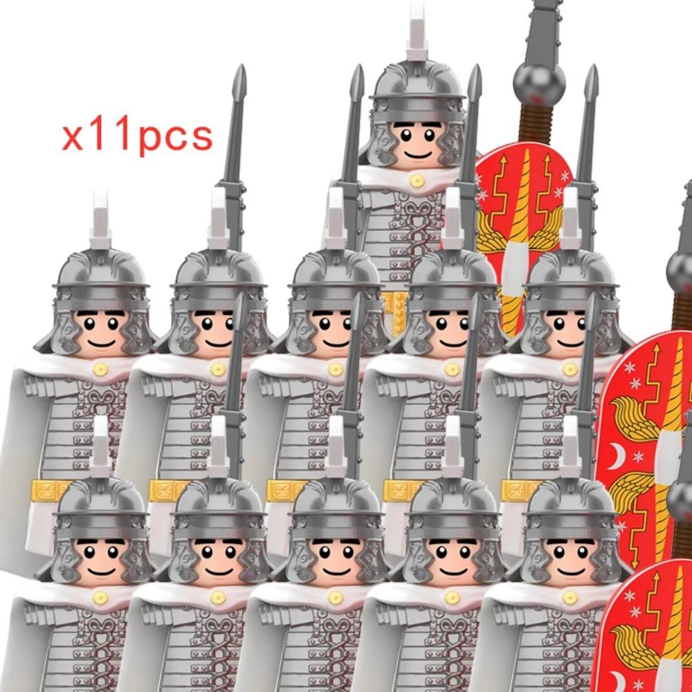 11pcs Medieval Dragon Knights Heavy Armor Bricks Assemble Action Figures Accessories Model