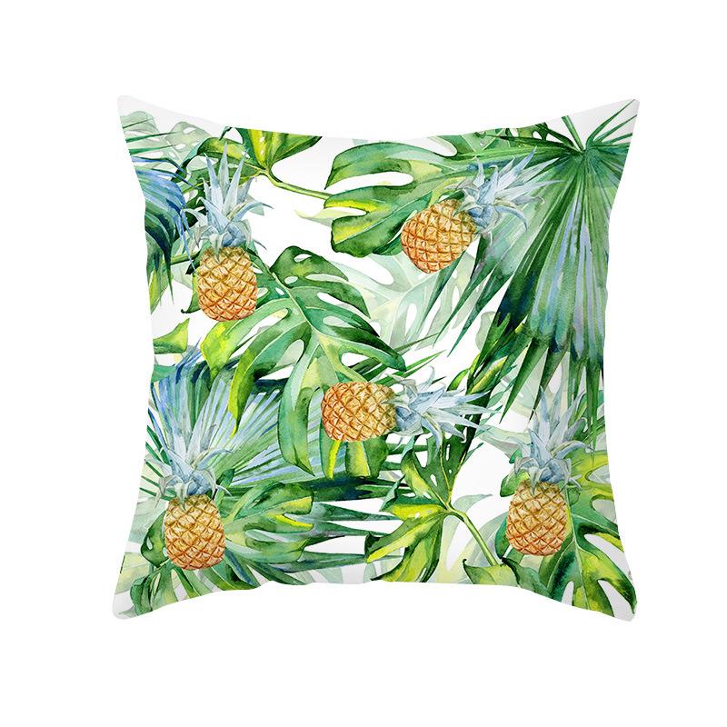 Ins Summer Green Plant Pillow Cover New Watercolor Pineapple Sofa Cushion Cover Home Supplies Pillow