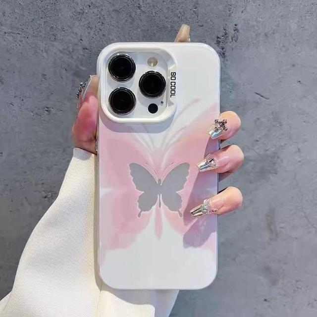 Colorful Hollow Butterfly Phone 15 14 13 12 11 Pro Max Shockproof Bumper Back Cover for iPhone 16 Case Funda