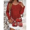 Autumn Winter Women Dresses Christmas Snowflake Print Dress Casual Party Clothing Long Sleeve Women's Loose