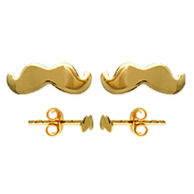 [K5141] - Gold Plated 'Moustache' Earrings - 8x2 Mm