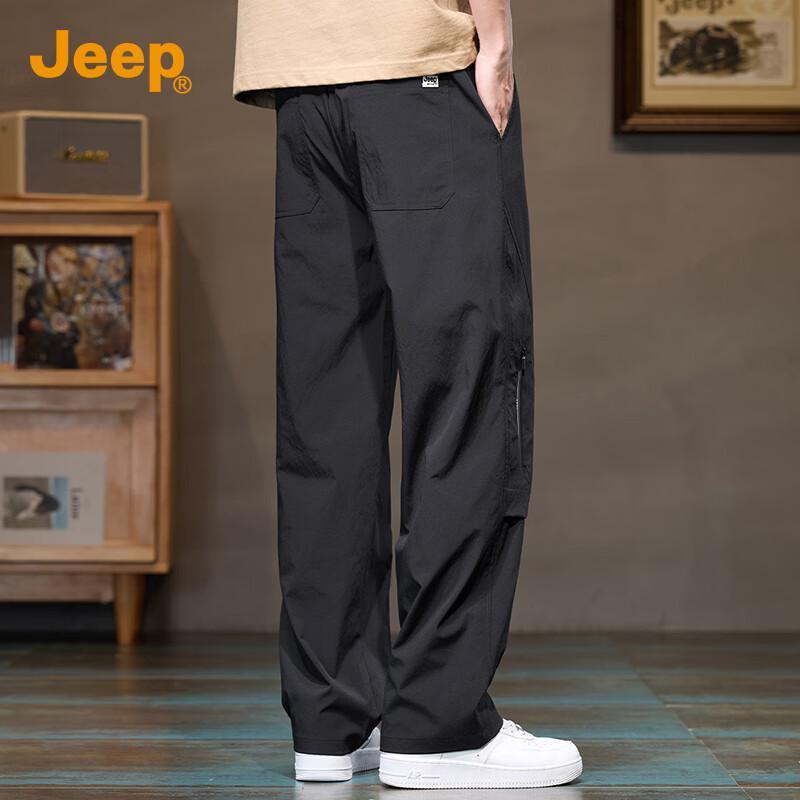 Jeep Men's Summer Lightweight Loose Straight-Leg Cargo Pants