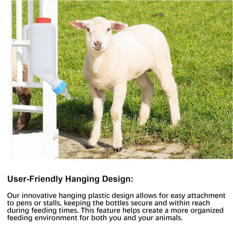 Goat Lamb Feeder Bottle With Clear Scale Hangable Milk Feeder Soft Nipple Lamb Nursing Bottles for Animals Feeding