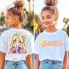 Sailor Moon Cartoon Printed Childrens Unisex Summer Loose Casual Short Sleeved Comfortable Tshirt Top