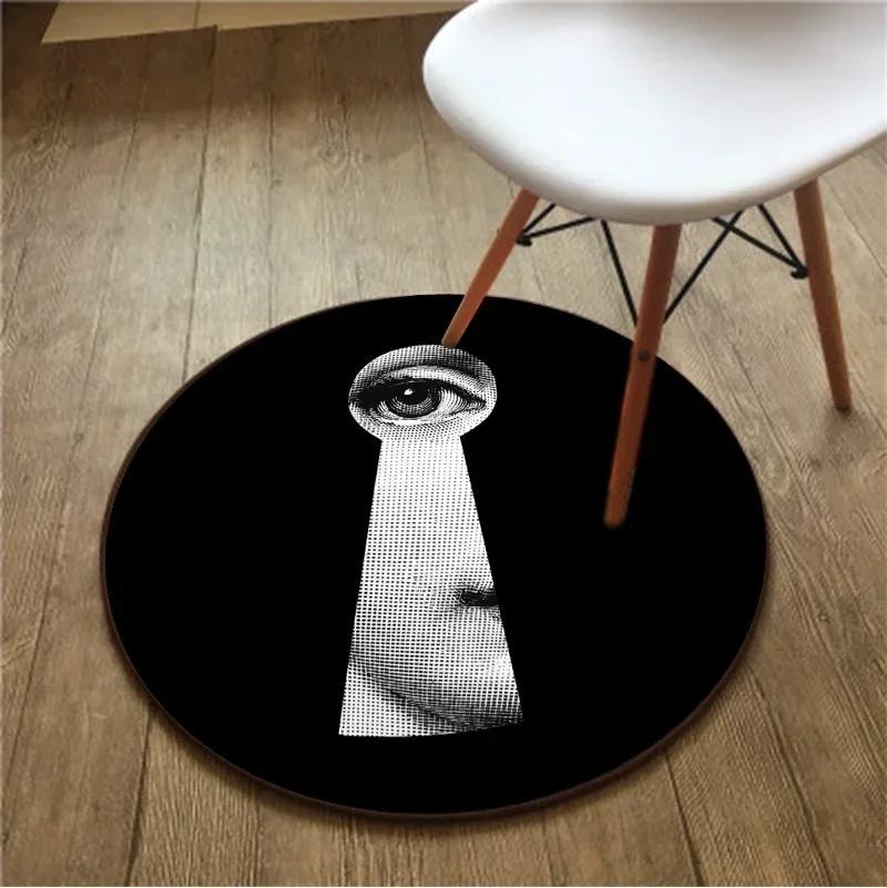 Black and White Girl Avatar 3D Carpet – Circle Rug for Living Room, Area Rug, Outdoor Rug, Room Decoration, Yoga Mat