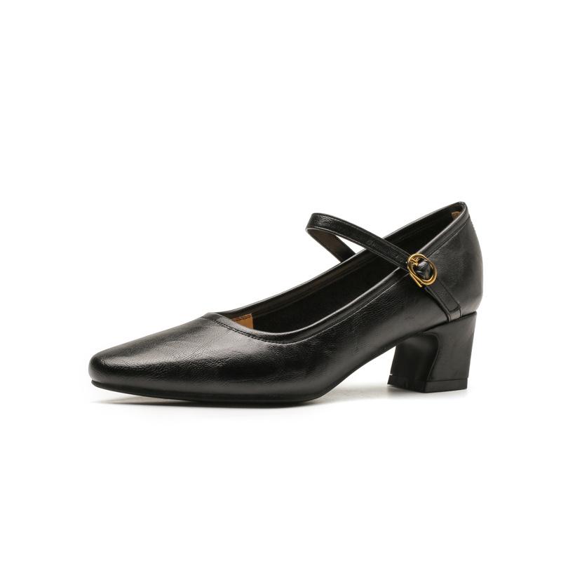 Fashion High Quality Leather Mary Janes Shoes Woman Buckle Belt Flats Small Square Toe Loafers Big Size 34-43 Zapatos De Mujer Ofertas