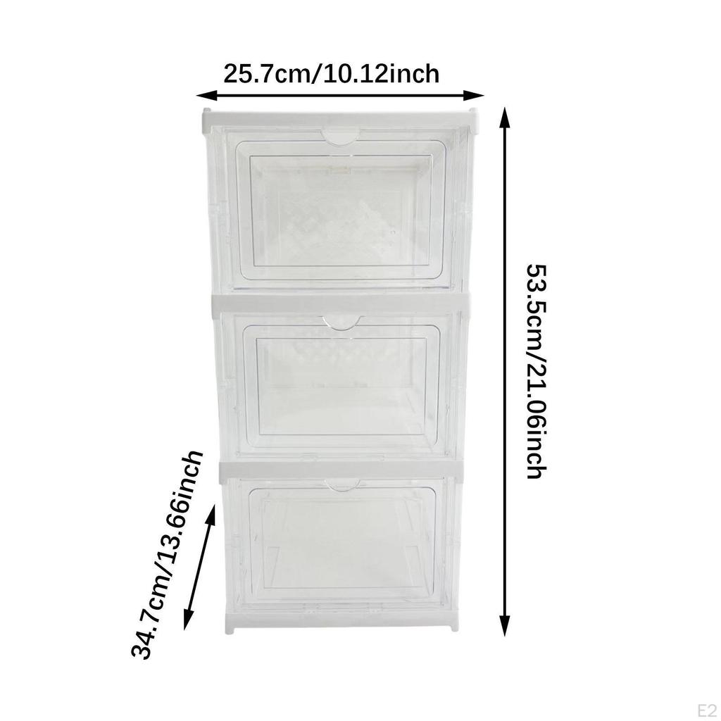 3x Sneaker Storage Containers for Shoes Display Case Organizer Heels