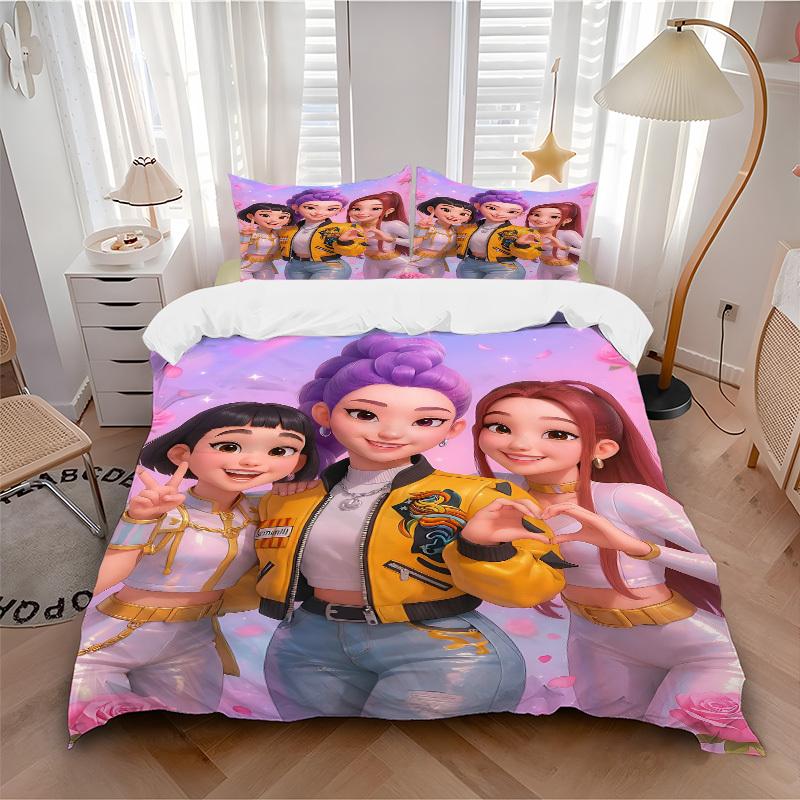 

3pc KPop Demon Hunters Bedding Set Guest Room Bedroom Decor Christmas Halloween Decor Birthday and Holiday Gifts- All Seasons 3pcs Quilt 065 135x200cm