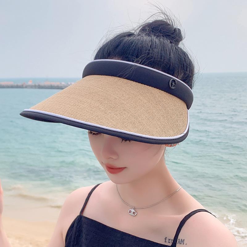 ins straw duck tongue empty top hat children spring and summer beach vacation sun protection sunscreen sunscreen headband sun hat