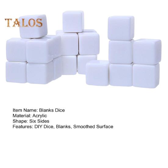 50Pcs 16mm/18mm Blanks Dice White Cubes Blanks Dice Set Classroom Board Game Smoothed Surface Six-Sided