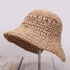 Foldable sun hat beach hat summer straw weaving women's small fresh sun protection hat outdoor travel vacation bucket hat
