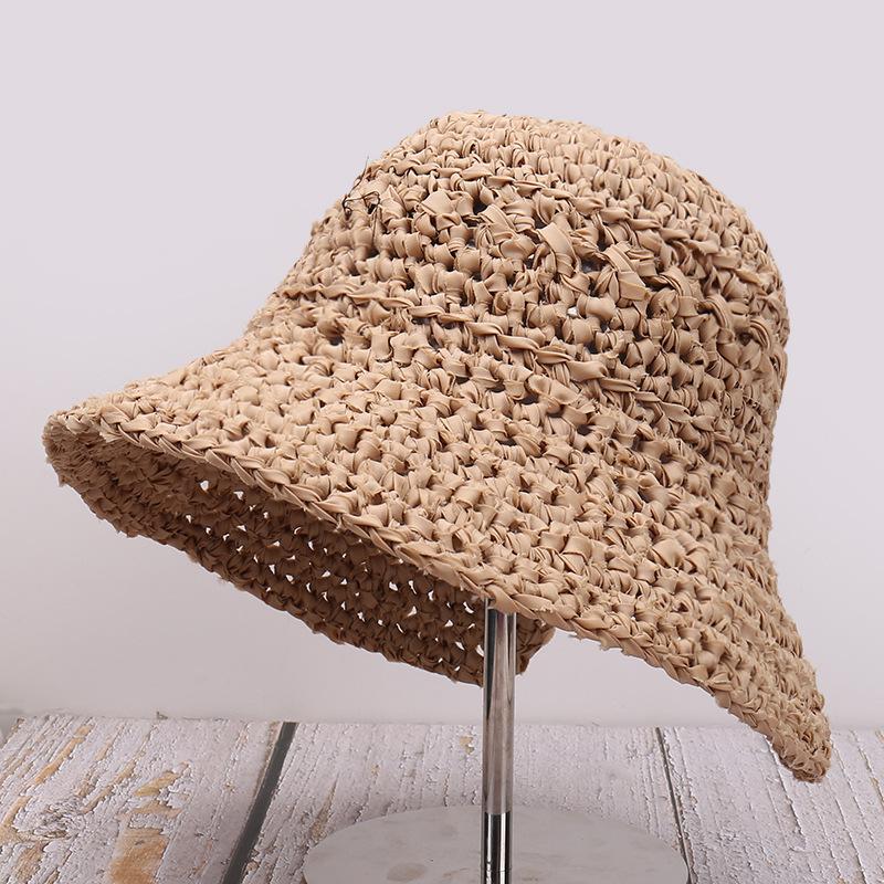 Foldable sun hat beach hat summer straw weaving women's small fresh sun protection hat outdoor travel vacation bucket hat