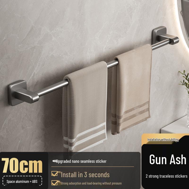 No-Drill Staggered Double & Single Rod Bathroom Towel Rack