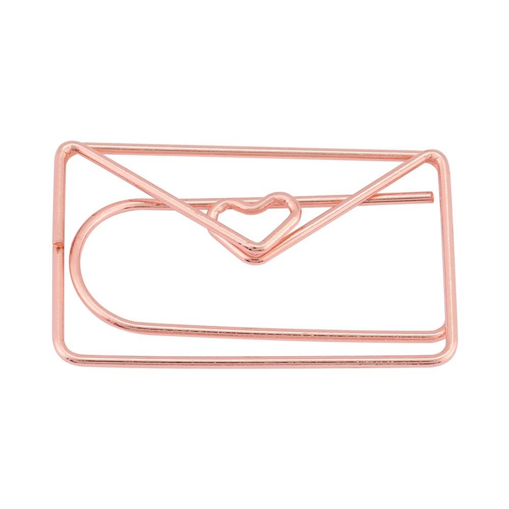 12pcs Rose Gold Bookmark Clip Cute Document Organizing Clip Envelope Shape Paper Clips Personal Use