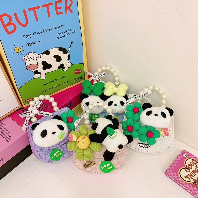 Charming Kids Crossbody Bag Featuring Cartoon Panda And Trendy Chain Design For Daily Use