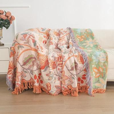 New Bohemian Blanket Four Seasons Sofa Cushion Large Size Soft Cotton Blanket Multi-layer Gauze Cooling Quilt Bedspread Thin