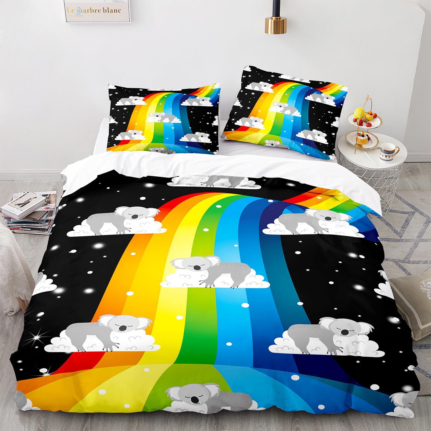 

Koala Duvet Cover Set Cute Animal Pattern Bedding Palm Leaf Polyester for Kids Full Twin Queen King Size 70x133cm 2pcs