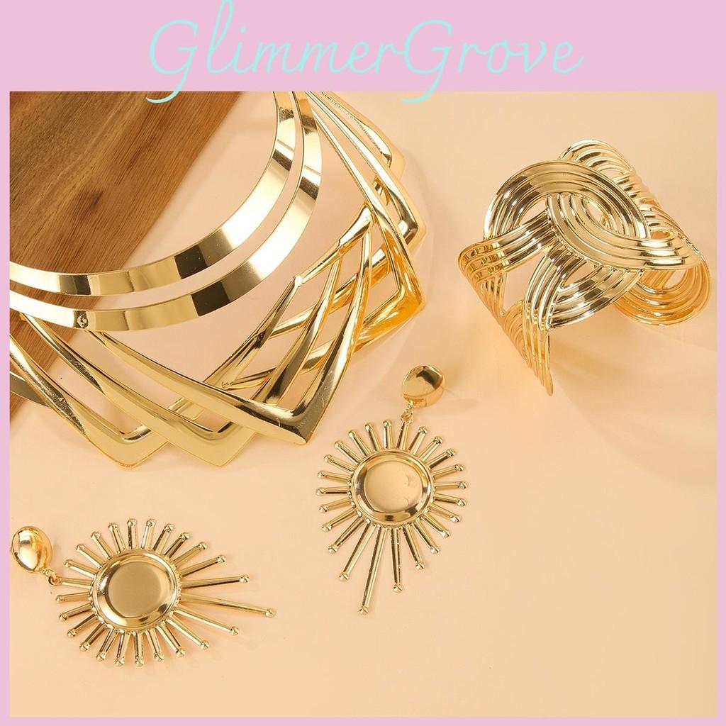 Jewelry Summer Stylish Set With Gold Finish Pendant Earrings Bracelets And Necklaces All For