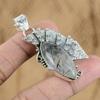 Natural Black Rutile Gemstone Pendant 925 Sterling Silver Jewelry For Women
