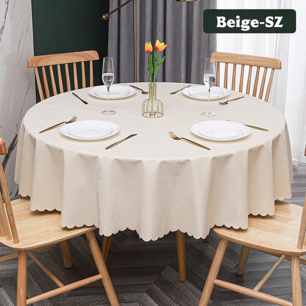 Round Tablecloth Heavy Duty Vinyl Table Cover Waterproof Oil-Proof Fitted Table Cloth Home Decor Kitchen Picnic