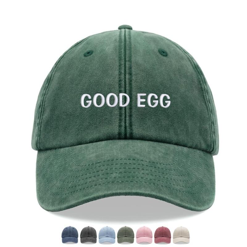 Good Egg Baseball Cap Vintage Washed Cotton Unisex Dad Hat Adjustable Funny Faded Sports Sun Fathers Mothers Day Funny Joke Mum