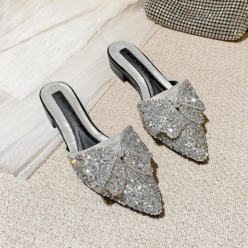 New Women Summer Shoes Fashion Slipper Bling Bowknot Casual Slides Girl Mules Shoes