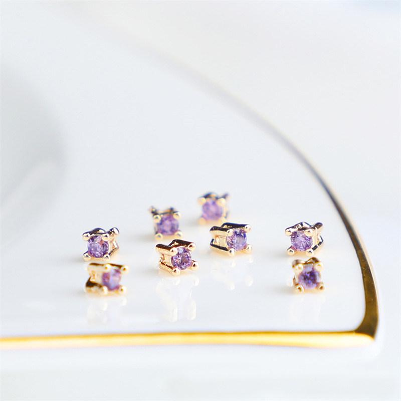 14k Gold Plated Multicolor Cubic Zirconia Spacer Beads for DIY Jewelry