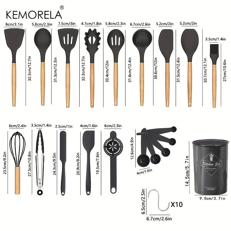 30PCS Silicone Cooking Set Heat-Resistant Silicone Utensils with Wooden Handles Non-Stick Cookware Safe, Mother‘s Day Gift Set