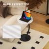 C Shaped Side Table, Round Bedside Table with Marble Effect Top, Modern Coffee Table Sofa End Table with Metal Frame for Living Room Bedroom Office