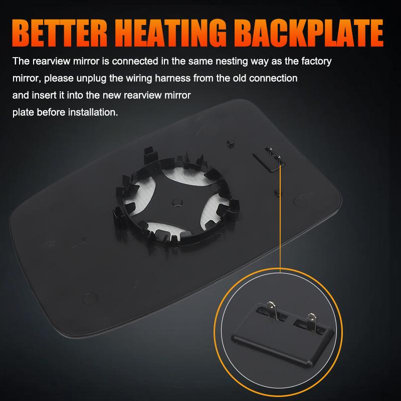 Rearview Mirror Glass W/ Back Plate Heated For Nissan NV400 2011- Renault Master 3 2010- Opel /Vauxhall Movano 2010-