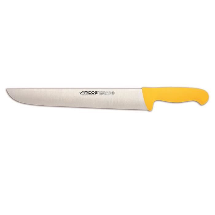 Couteau de boucherie - ARCOS - Prof 292400 - Acier inoxydable NITRUM - Lame 35 cm - Ergonomique jaune