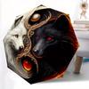 1 Stück Wolf Yin Yang Automatischer Öffnungs-/Schließ-Faltregenschirm, Kompakter Tragbarer Reise-Regenschirm, Langlebige Konstruktion yy250809067