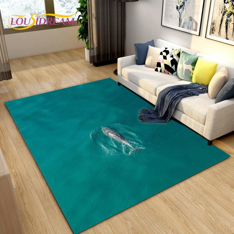 3D Ocean Seawater Beach Water Scenery Area Rug,Carpet Rug for Living Room Bedroom Sofa Doormat Decoration,Kid Non-slip Floor Mat