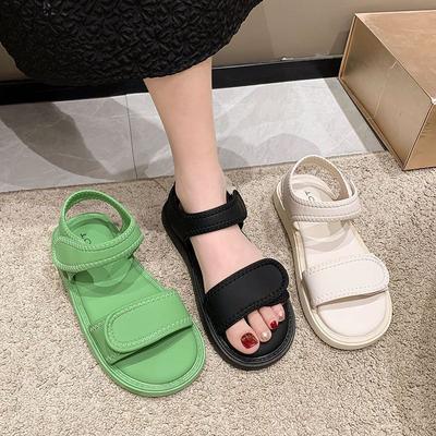 Stepping On Shit Sandals Female New Summer Fairy Style Fashion Thick-soled Flat-soled Soft-soled Velcro Roman Shoes