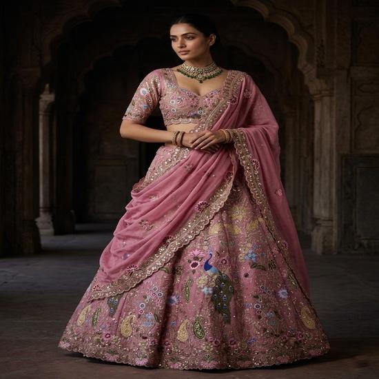 Enchanting Floral Embroidered Lehenga Set FREE SIZE