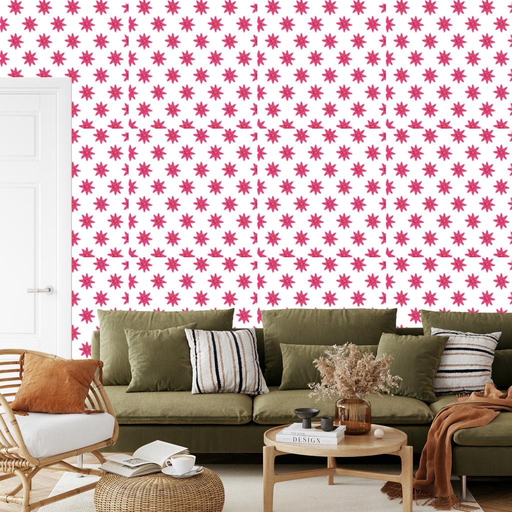 Wallpaper Flowers white, powder pink and pink for the living room and bedroom 50x1000