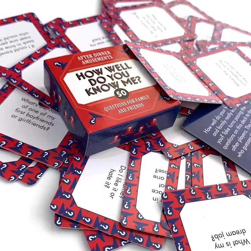 50 Pezzi Carte La Scatolina - Quanto Mi Conosci? Cartoncini Piatto Attività Celebrativa Progettati Per Intrattenimento Familiare Più Riunioni tra Amici