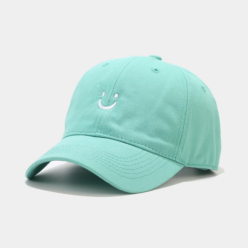 Soft Cotton Baseball Cap for Women Men Smile Face Embroidery Adjustable Low Profile Unstructured Snapback Dad Hat