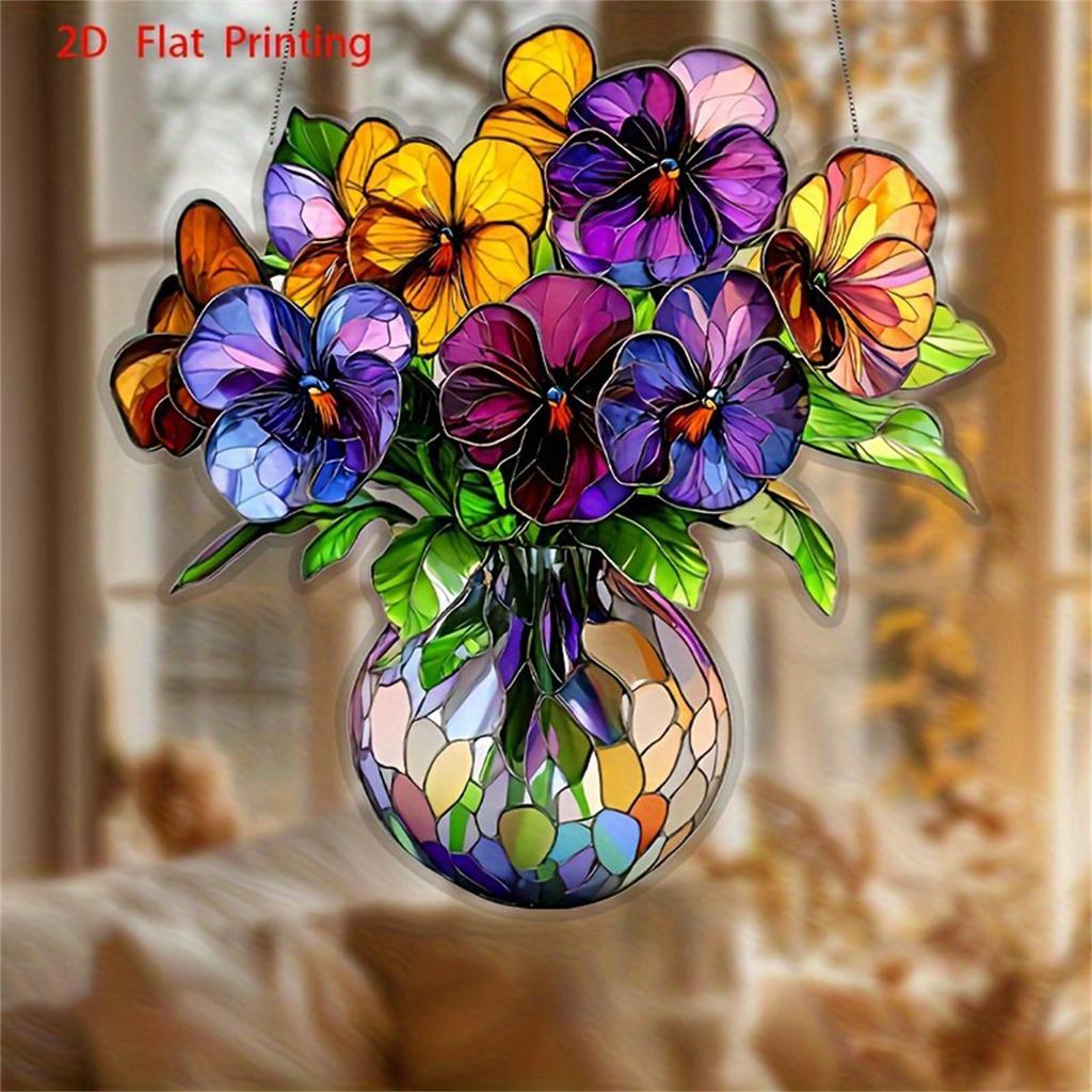 Colorful Blue Enchantress Vase 2D Acrylic Disc With Chain Jewelry Pendant Porch Decoration Hanging Sign