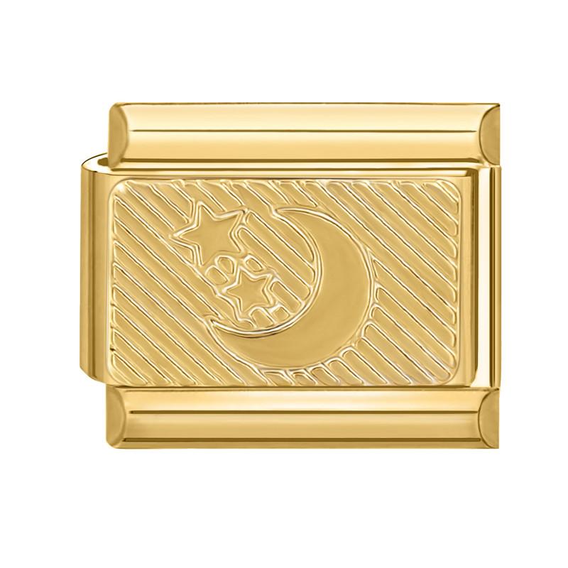 Vintage Sunny Wild Heart Moon Zircon Gold Color Italian Charm Links Fit 9mm Stainless Steel Bracelet Jewelry DIY Making Gifts