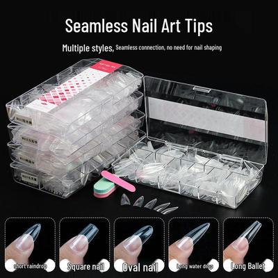 Nail Art Extension Tips: 500-Piece Ultra-Thin Half-Cover French & Oval Stickers