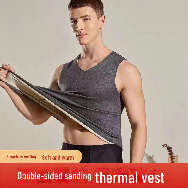 Men's Reversible Velvet Vest: Seamless, Slim, Warm Base Layer Shirt for Autumn & Winter