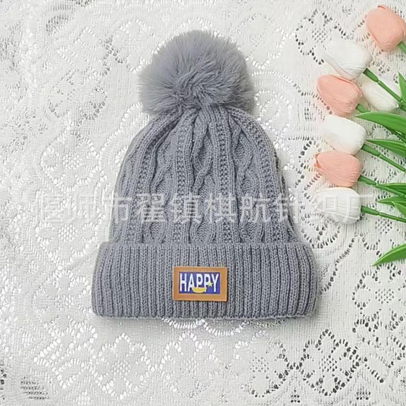 Winter plush wool hat women's warm thickened winter white knitted hat women's fashion versatile double-layer ear protection hat