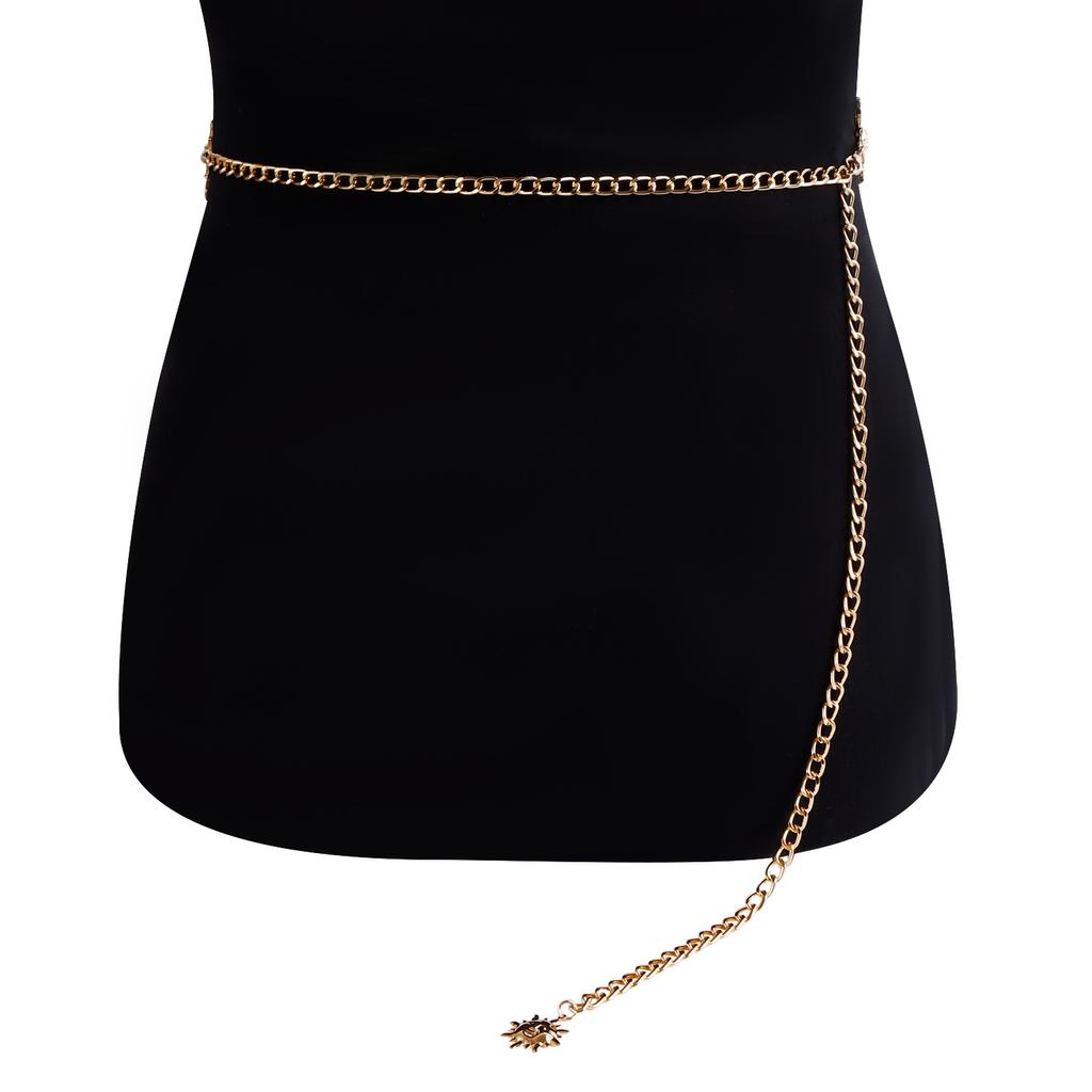 Metal Smiling Face Sun Waist Chain - Body Chain For Waist Accessory