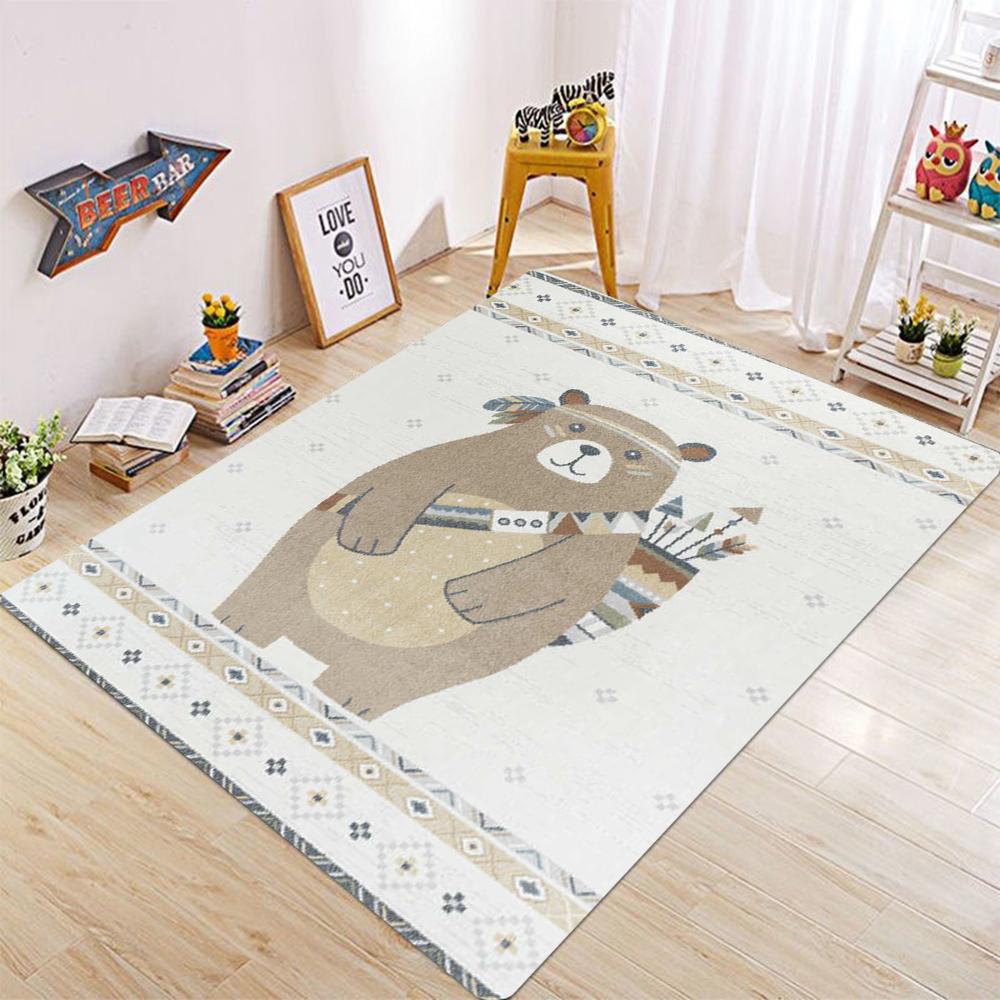 Cute Cartoon Animal  Rug Series Playful Bird  Air Balloon Dinosaur Pattern Floor  For  Room