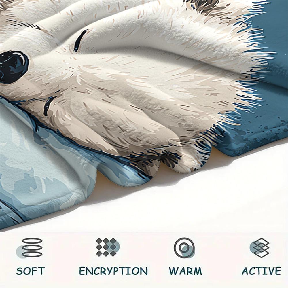 Polar Bear Print Flannel Blanket, High quality Comfortable for All Seasons, Home Decor, Warmth and Comfort, Perfect for Christmas Gifts